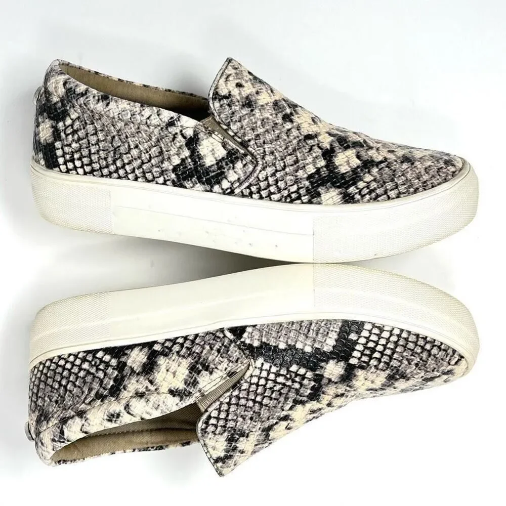 Steve Madden Gills Natural Snake Embossed Vegan Leather Slip-On Sneakers Size 7